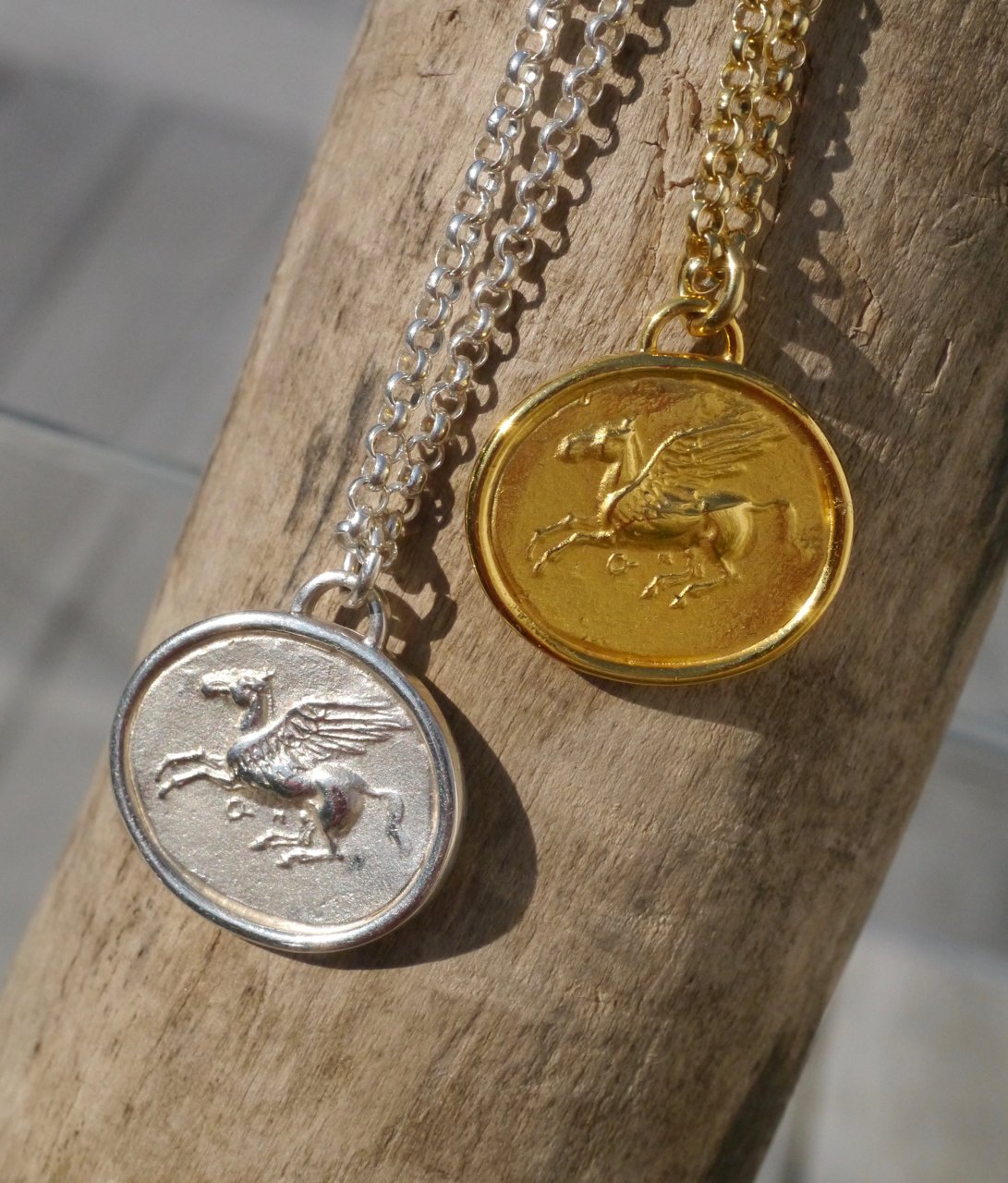 Lange Kette Pegasus aus 925er Silber und 925er Silber, vergoldet- True Nuggets of Love
