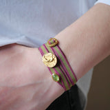 Armband Victoria gestreift in Pink mit Oliv mit Peridot aus 925er Silber, vergoldet - True Nuggets of Love