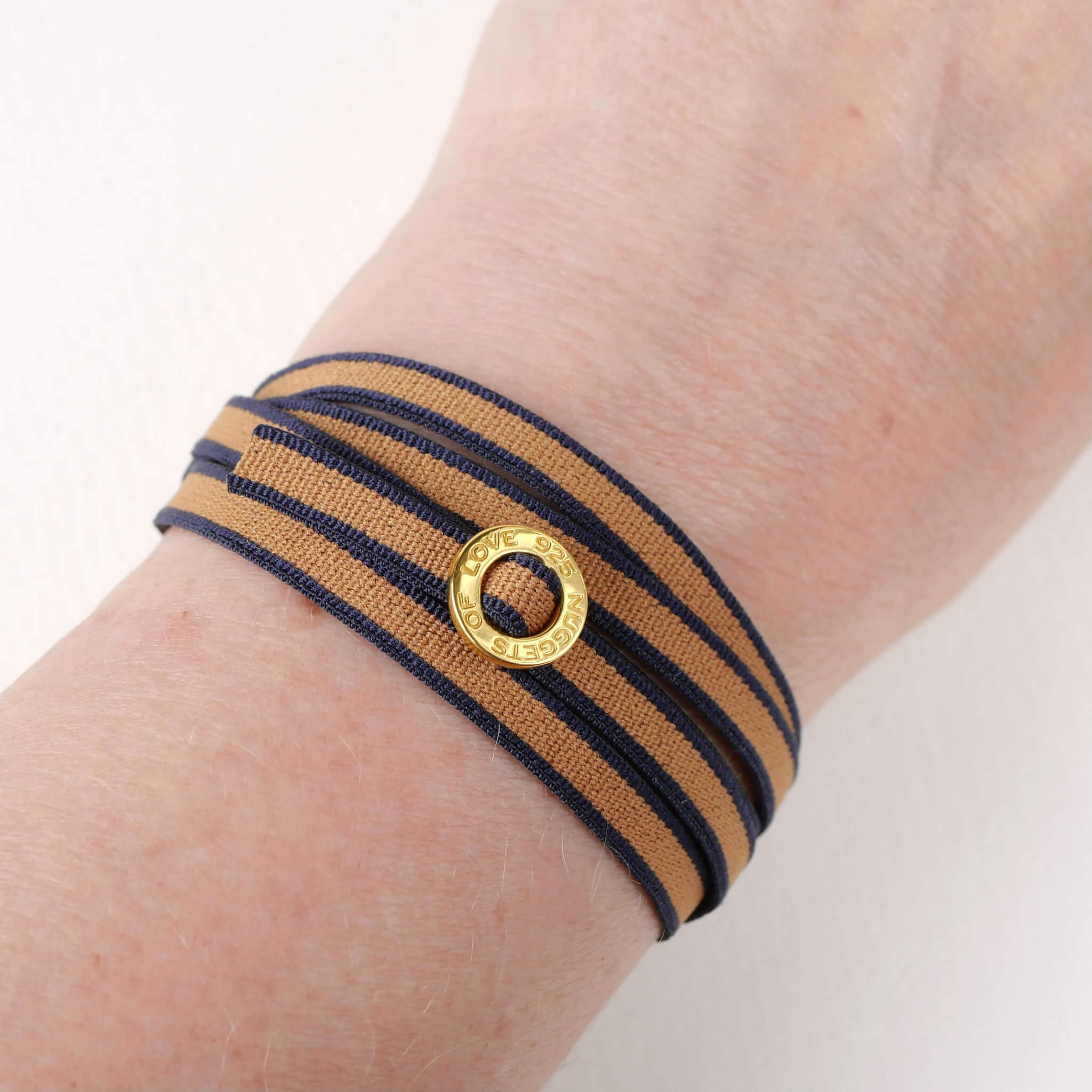 Wickelarmband camel marine mit Verschluss mit 18K gold vermeil vergoldet - True Nuggets of Love