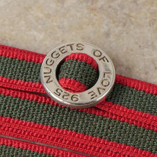 Armband khaki mit rot mit Verschluss aus 925 Sterling Silber - True Nuggets of Love