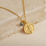 Kette Fortuna unsere beliebte Münzkette kombiniert mit der Kugel Lana aus Labradorit aus Sterling Silber  vergoldet- true nuggets of love