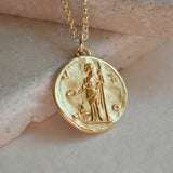 Kette mit Münze Juno, der Königin der Göttinnen, die Göttin der Erde und der Fürsorge. Behüterin der Weiblichkeit. Aus 18k Gold vermeil