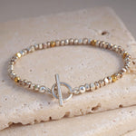 Armband Maya aus handgefertigten Nuggets 925 Sterling Silber mit eingestreuten Nuggets aus 18K gold vermeil , Knebelverschluss- True Nuggets of Love