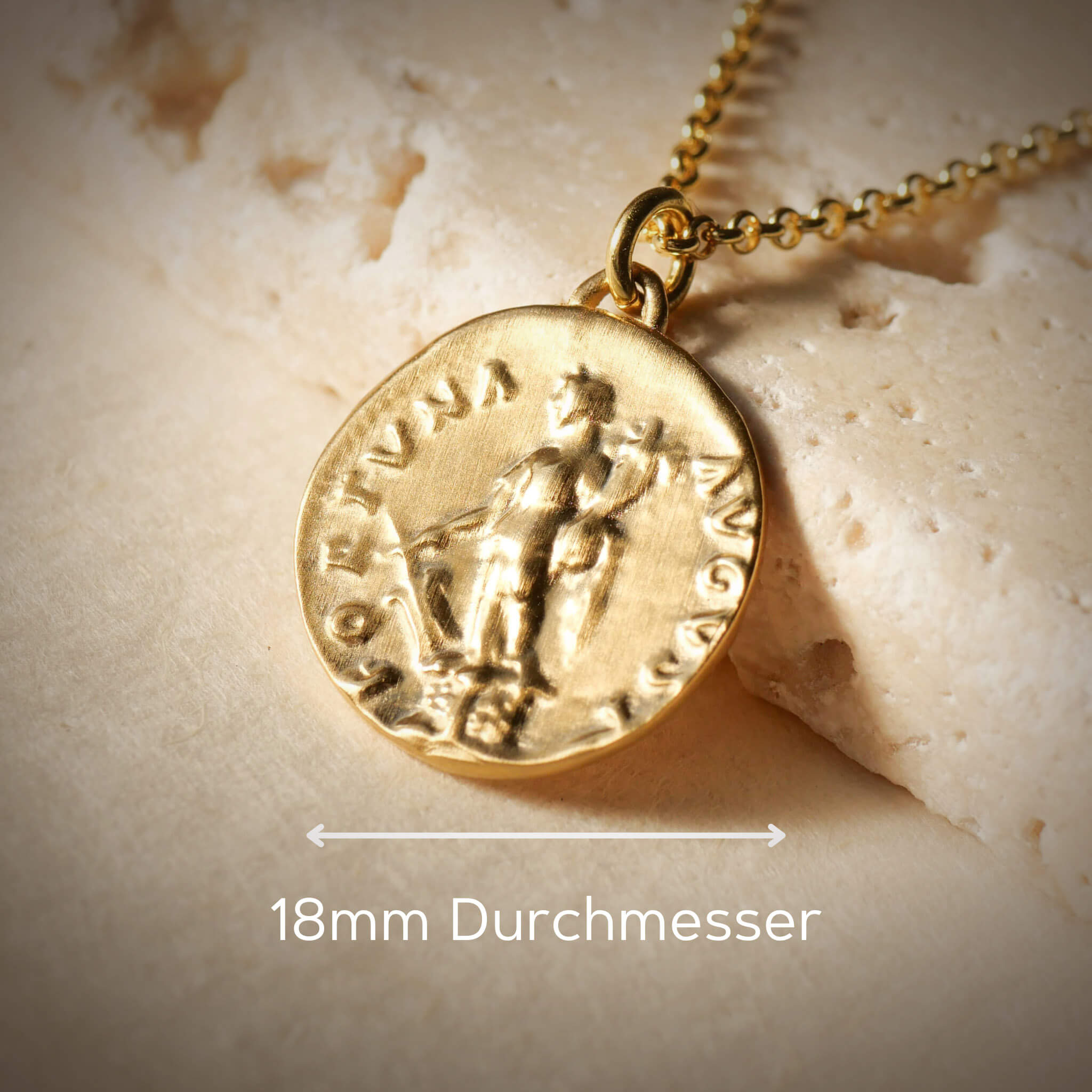 Münzanhänger Fortuna mit 18mm Durchmesser von True Nuggets.