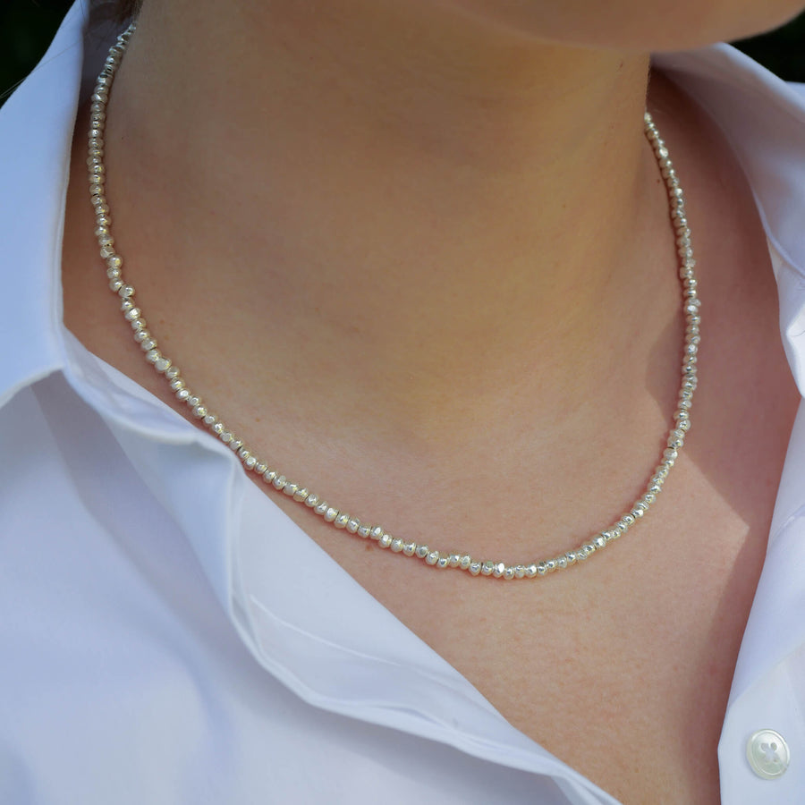 Kette Maya aus geschmiedeten Perlen 925er Silber - True Nuggets of Love