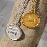 Kette Pegasus aus 925er Silber und in 925er Silber vergoldet - Münzschmuck von True Nuggets of Love