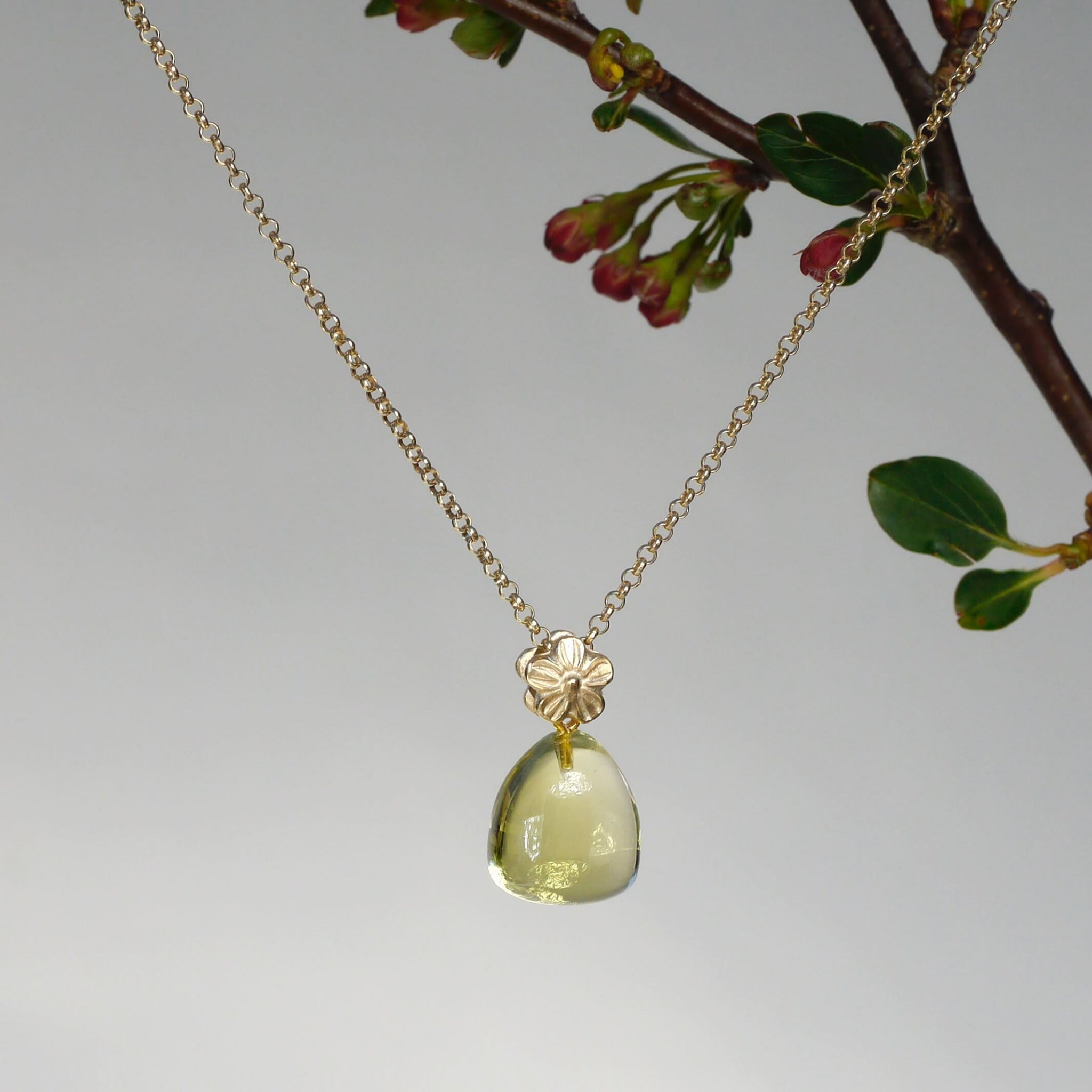 Kette Flora mit gelbem Lemon Citrin aus 925er Silber, vergoldet - True Nuggets of Love
