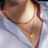 Kette Maya mit Turmalin aus 18k gold vermeil im layering kombiniert mit der Kette Victoria - True Nuggets of Love