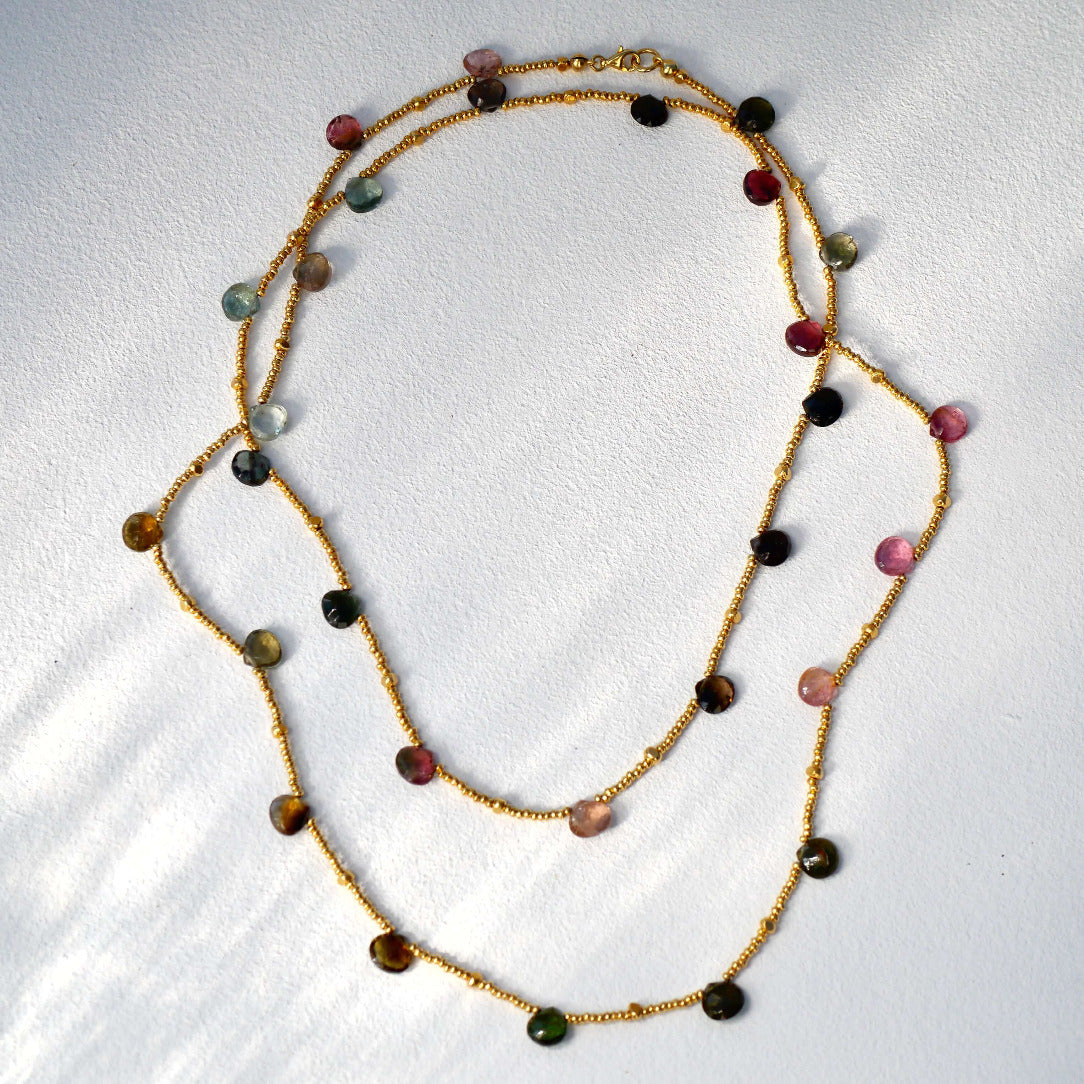 Lange Kette Athea mit Turmalinen vergoldet - True Nuggets of Love