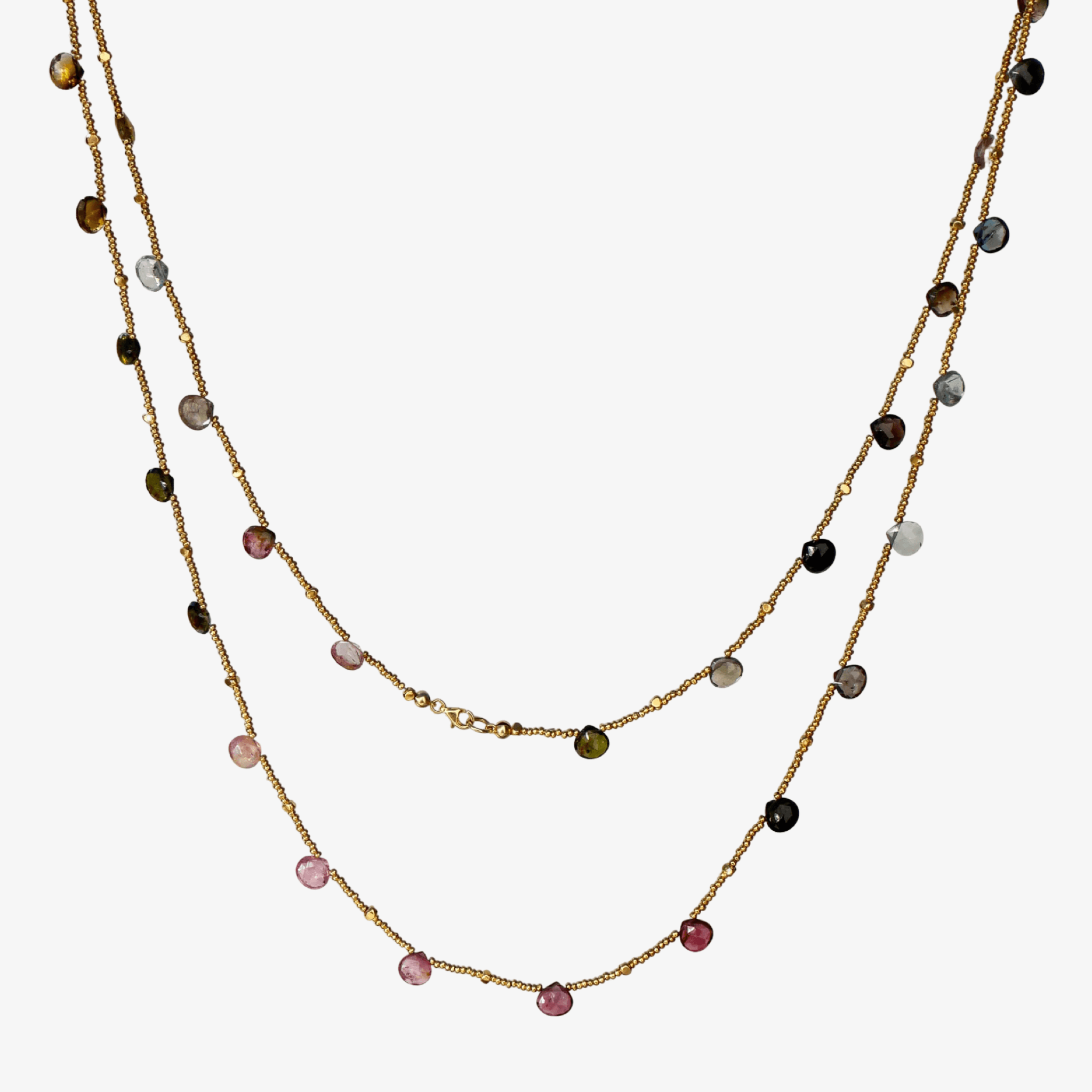 Lange Kette Athea mit Turmalinen vergoldet - True Nuggets of Love