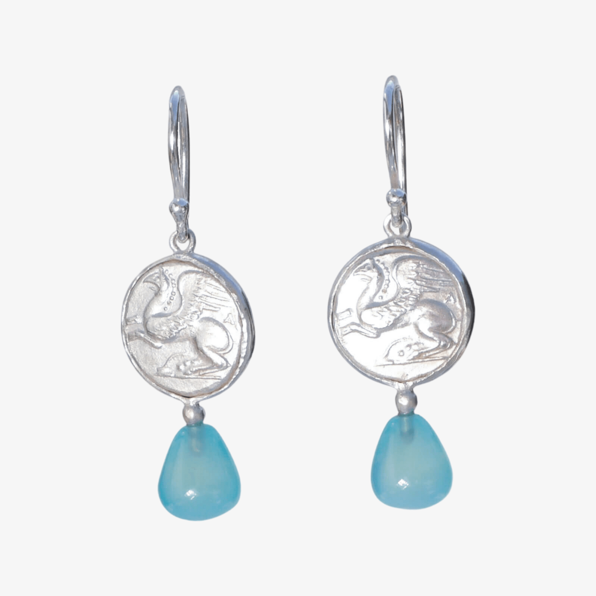 Ohrringe mit Münzen Alexia mit Chalcedon, 925er Silber - True Nuggets of Love